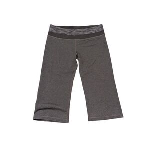 Lululemon Women's Cropped Capri Leggings Size 10 Gray Black Waistband Yoga Pants